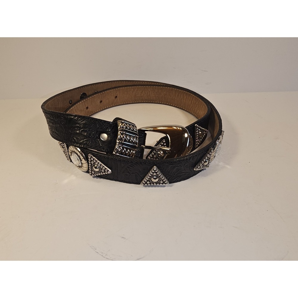 Leather Company Genuine Leather Belt with Silver Embellishments Size 36 USA Made
